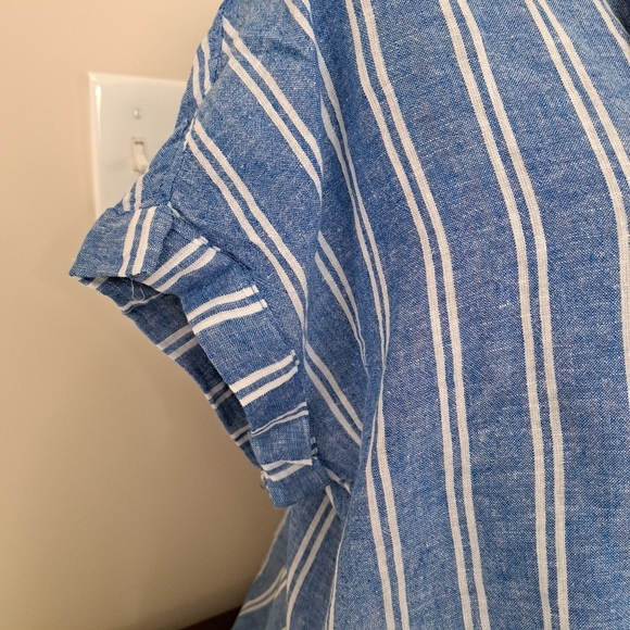 ❤️ NWT Jachs Girlfriend Short Sleeved Linen Blend Blouse XXL Striped Lightwe… - Picture 11 of 14